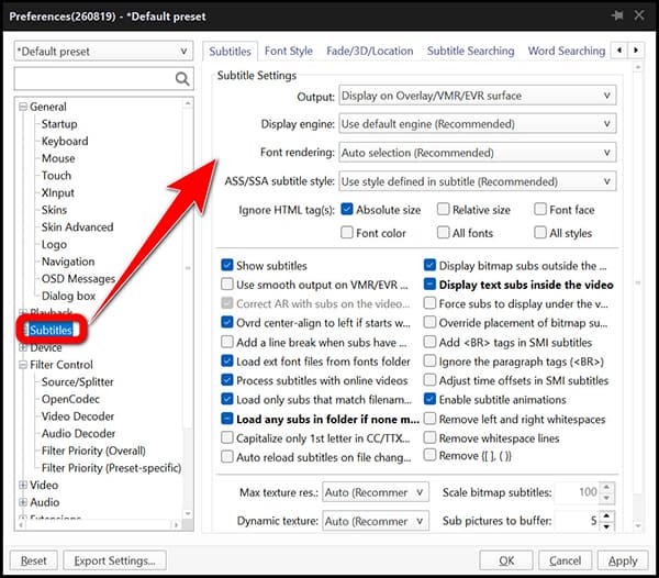 Video Subtitles in PotPlayer