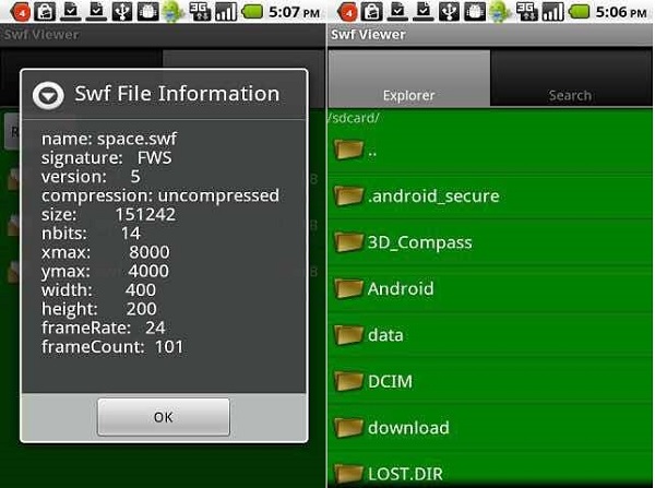 Android] Play downloaded Flash (.SWF) files with Smart SWF Player