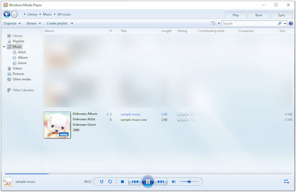 Windows Media Player Lettore WMA