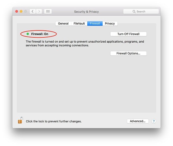 Firewall Mac OS Sierra