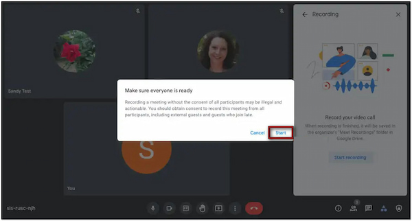 Meet Detect Screen Recording