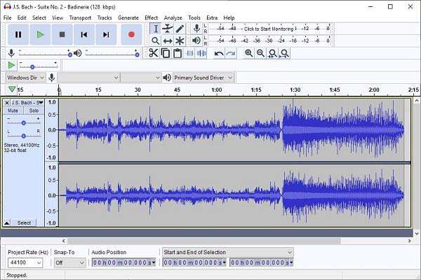 Audacity interface