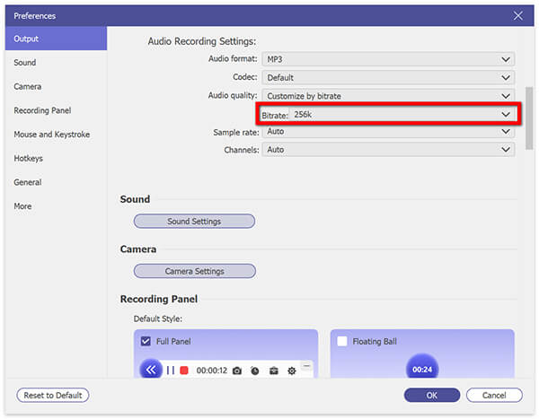 Output Audio Settings
