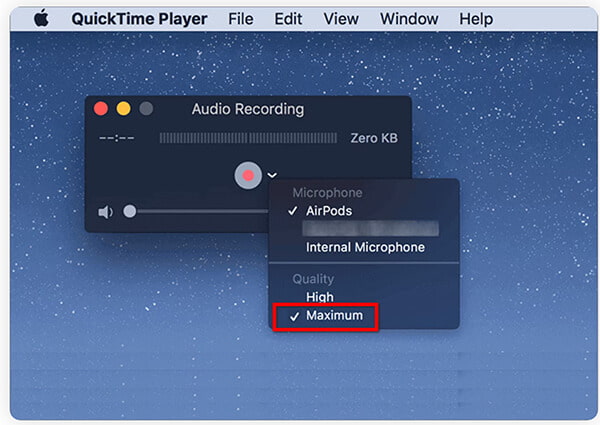 Quicktime Audio Recording Input Quality Settings