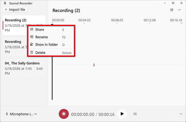Save Audio Recording In Windows Sound Recorder