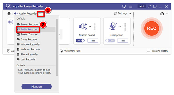 Select Anymp4 Audio Recorder