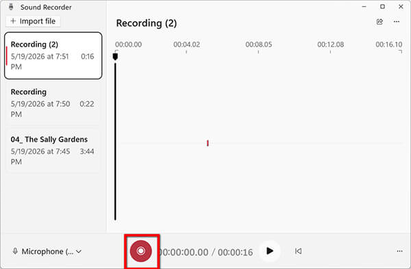 Start Recording In Windows Voice Recorder