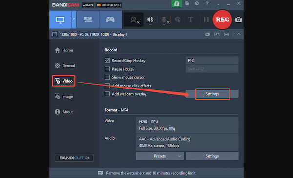 Open Recording Settings