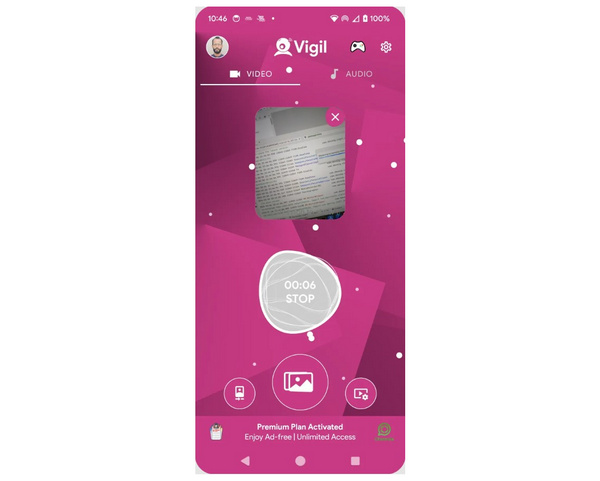 Vigil Secret Video Recorder Interface