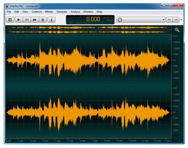 Ocenaudio Interface