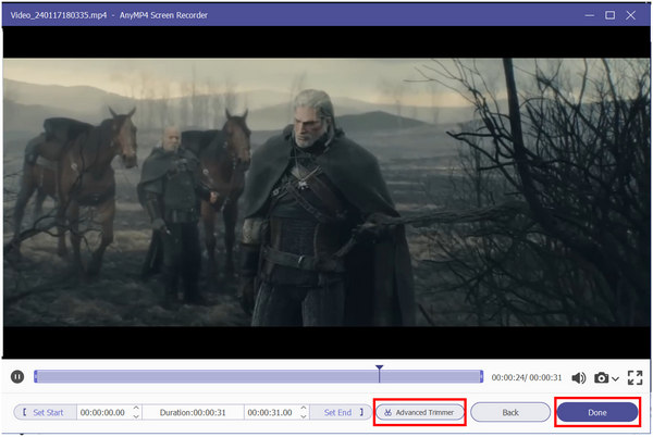 AnyMP4 Video Kaydedici Gelişmiş Kırpıcı Bitti Düğmesi