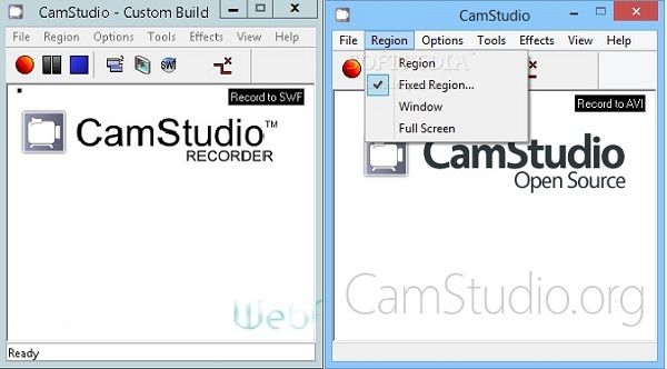 Area di registrazione di Camstudio