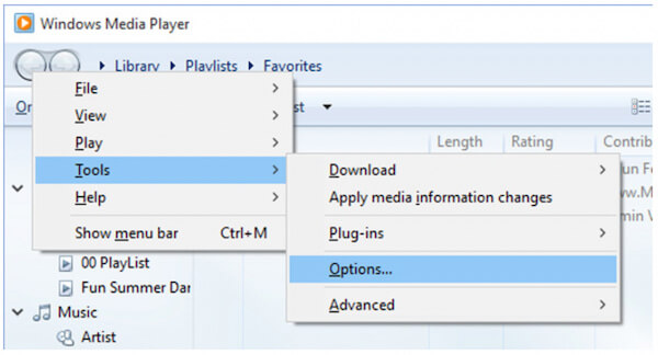 Captura de tela do Windows Media Player