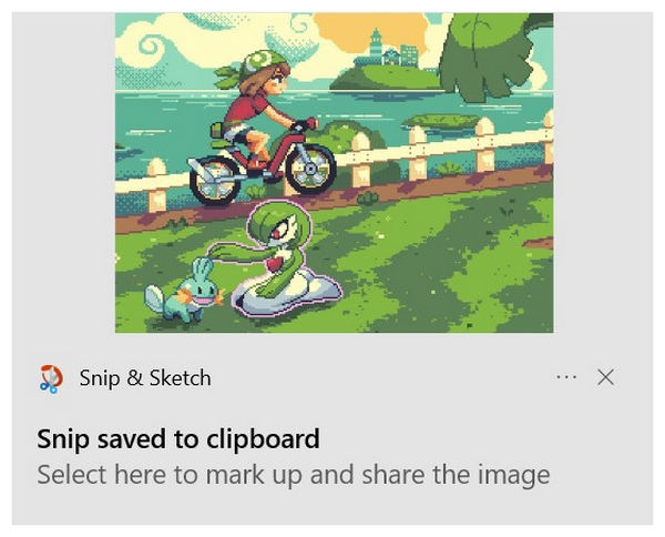 Snipping Tool Notification