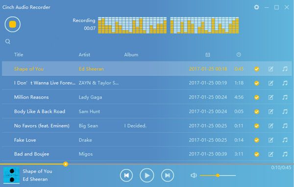 Registratore audio in streaming Cinch