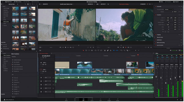 Interfaz principal de DaVinci Resolve