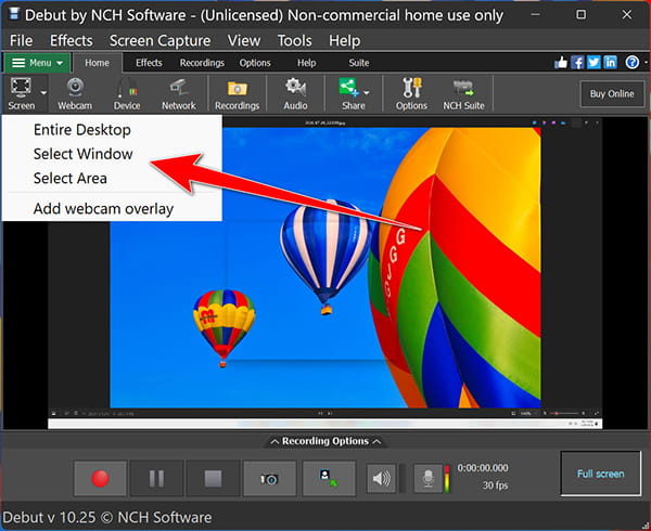 Configure Recording Settings In Debut Screen Recorder