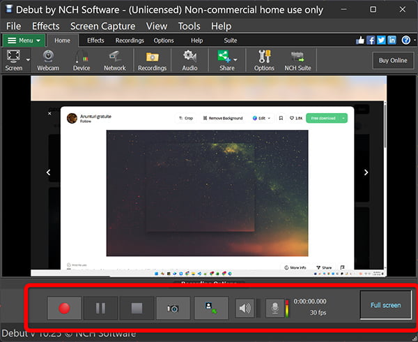Debut Screen Recorder Easy Interface