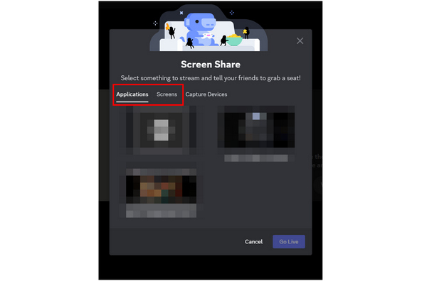Modos para compartir pantalla de Discord