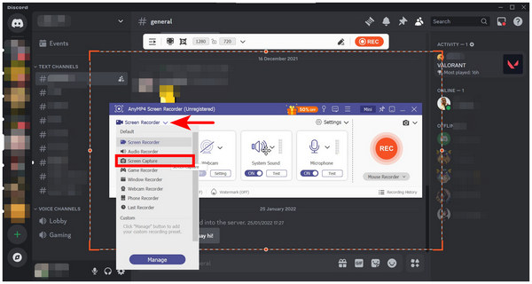 Anymp4 Screen Recorder Open Screen Capture Mode