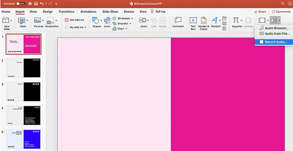 Audio opnemen in PowerPoint voor Mac