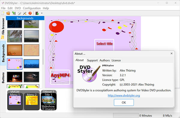 DVDStyler Interface