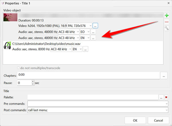 Edit DVD Subtitles Audio Tracks in DVDStyler