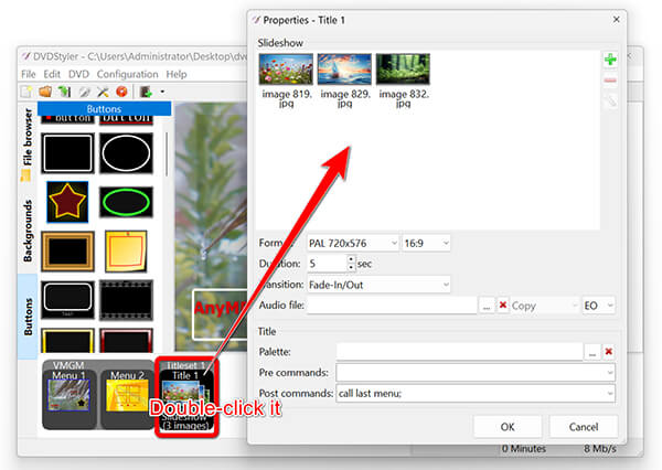 Edit Photo Slideshow in DVDStyler