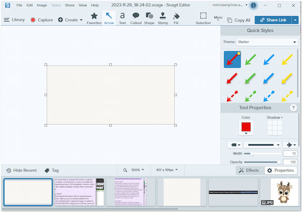 Modifica e annotazione Snagit