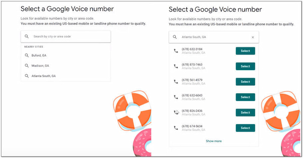 Select Google Voice Number