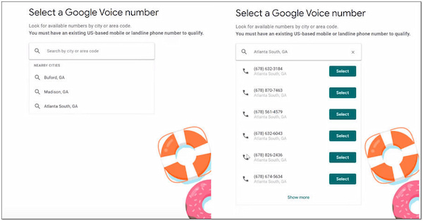 Seleziona Numero di Google Voice