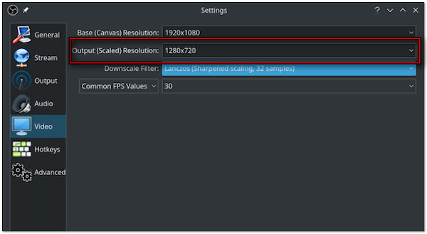 Set Output Scaled Resolution