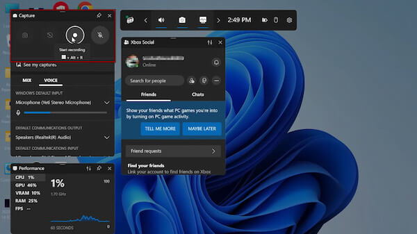 Start Xbox Game Bar Recording