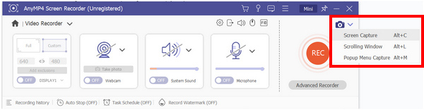 Modos de captura de pantalla de AnyMP4 Screen Recorder