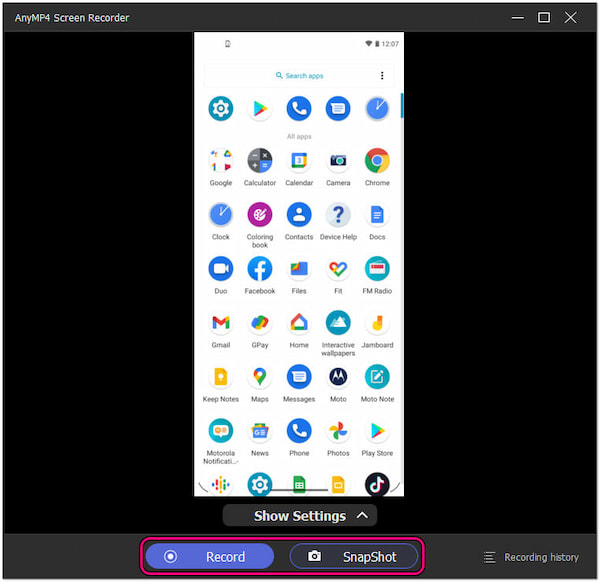 Screenshot Motorola Display