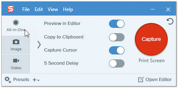 Strumento per schermate di scorrimento Snagit