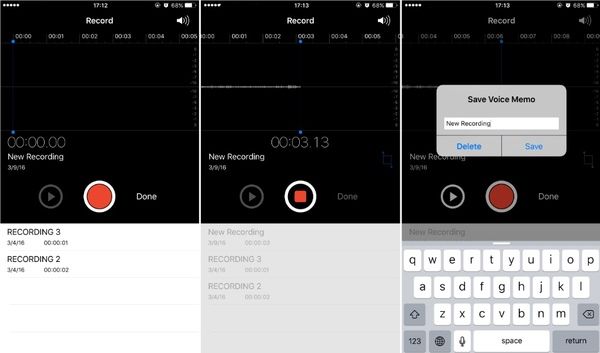 Spela in röst på iPhone med röstmemos