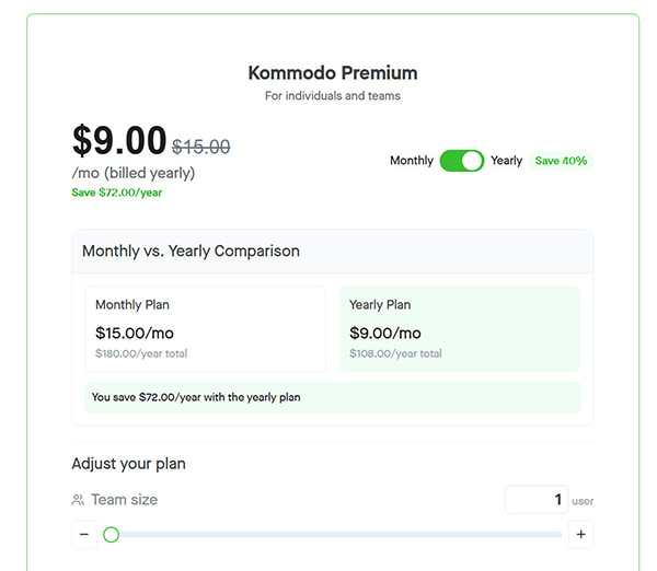 Kommodo Pricing