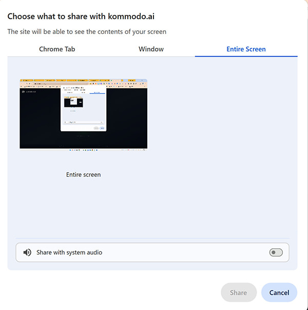 Select Screen In Kommodo