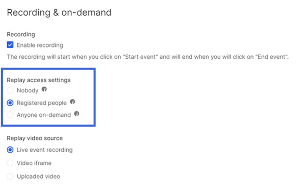 Reply Access Settings On Livestorm