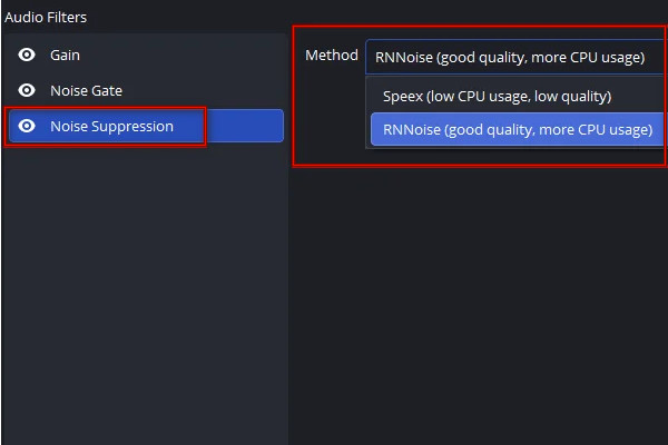 Add Noise Suppression in OBS