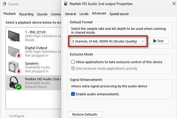 Adjust Mic Array Properties in Windows OS