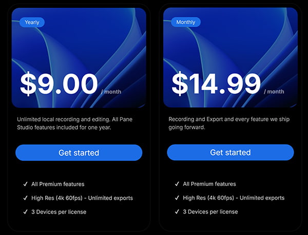 Pane Studio Pricing