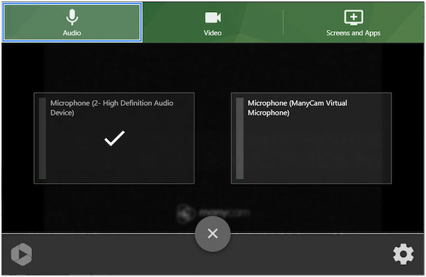 Valitse Audio Input