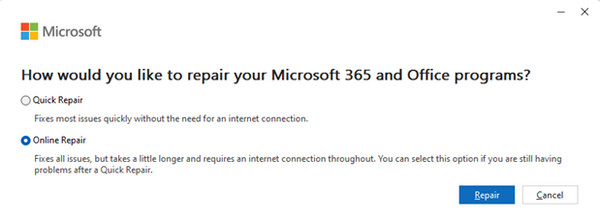 Office Quick or Online Repair