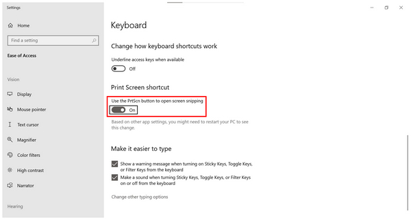 Search Turn On Print Screen