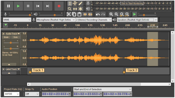 Gravador de rádio Audacity