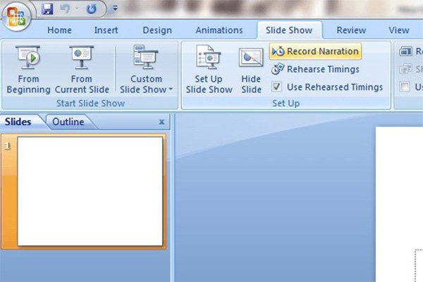 Optag en Powerpoint 2007-menu