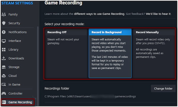 Choose Recording Mode