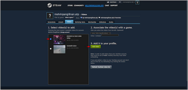Post Video To Steam